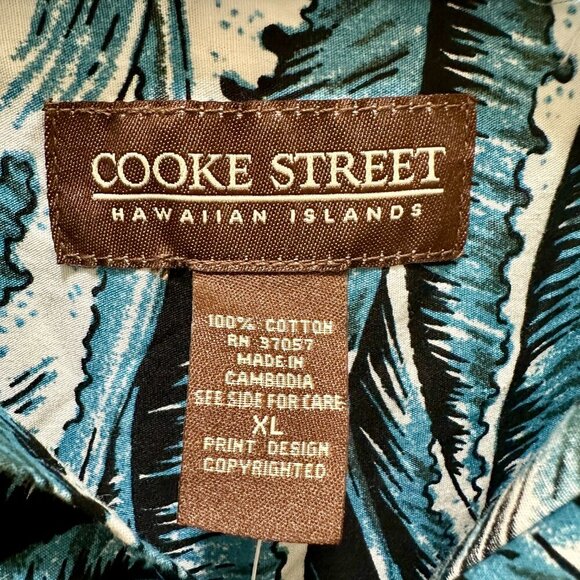 New Cooke Street Shirt Men's Size XL Ocean Waves Hawaiian Islands Button Down - Picture 4 of 13